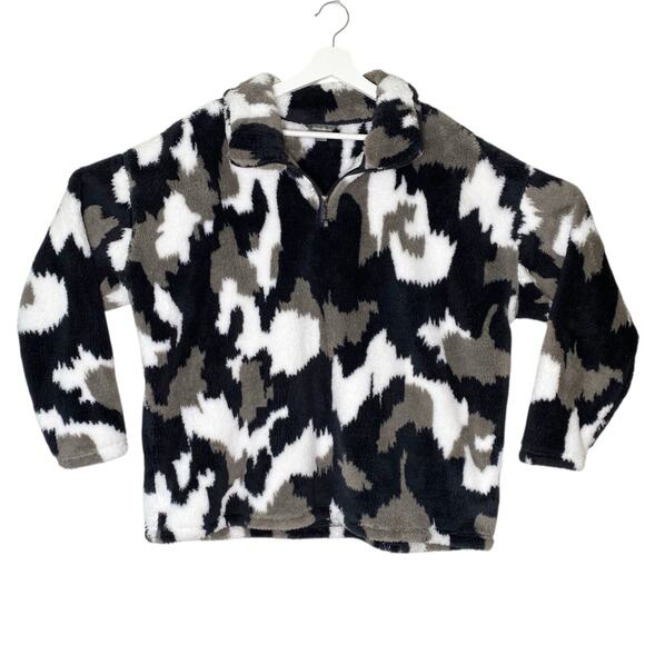 Eddie Bauer Pullover Top Womens XXL Plush 1/4 zip Fleece Camo Gorp Core Cozy NEW - Picture 1 of 10